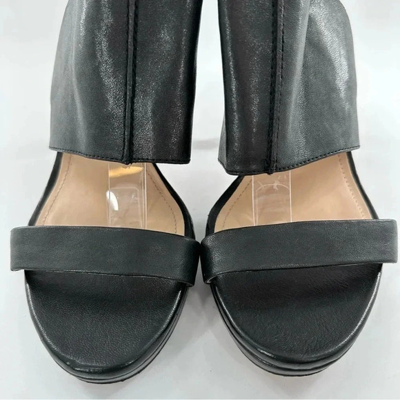 Dkny womens heels size 10 41 black leather platform chunky booties - Picture 3 of 15